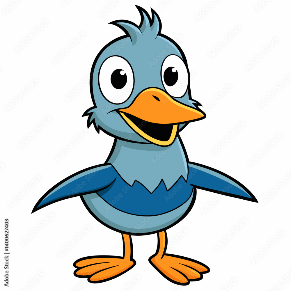 Fototapeta premium bird, cartoon, animal, vector, illustration, blue, duck, twitter, chicken, icon, nature, funny, feather, cute, isolated, character, art, fun, tweet, baby, beak, egg, wing, bluebird, symbol