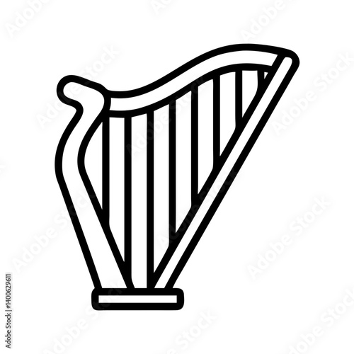 Isolated celtic harp vector illustration for irish music instrument and saint patrick day design