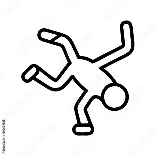 Find outline vector art of a person doing a handstand balance pose in a dynamic action scene
