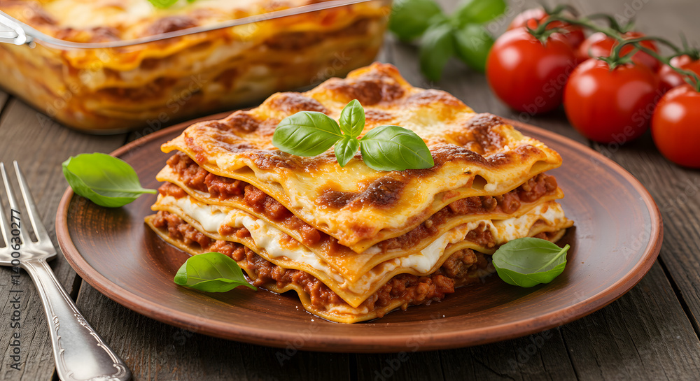 Lasagna with Bolognese Sauce & Basil - Italian Comfort Food Lasagna with Bolognese Sauce & Basil - Italian Comfort Food