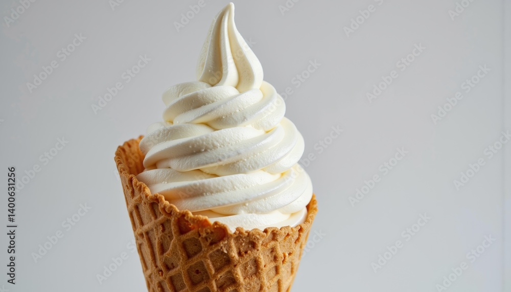Soft Serve Ice Cream Cone on Plain Background Soft Serve Ice Cream Cone on Plain Background