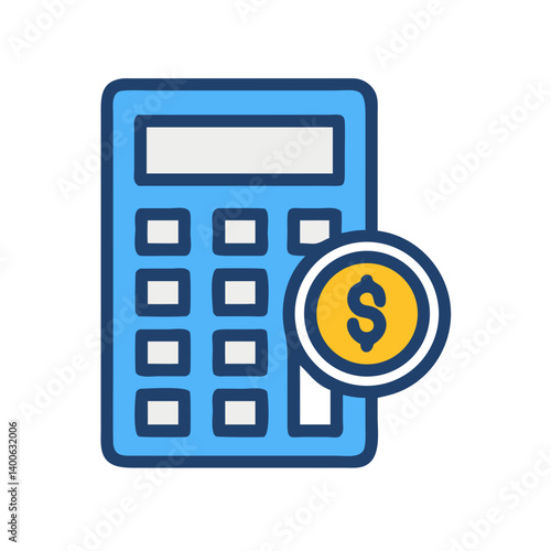 Calculator with Dollar Coin Indicator Icon Design