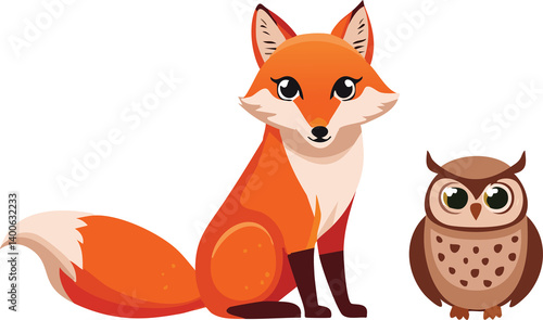 red fox cartoon isolated on white