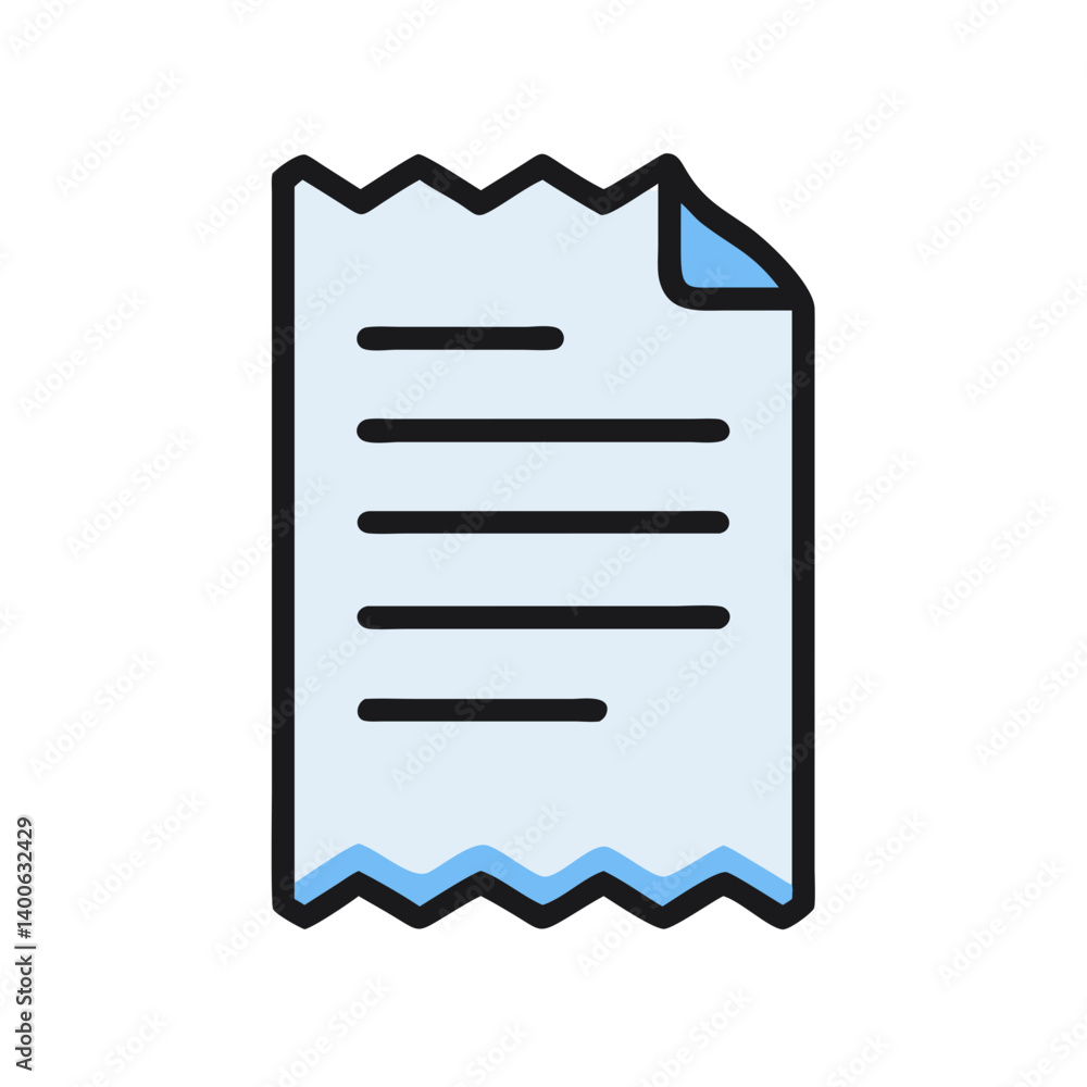 Paper Receipt with Tear-Off Edge Icon Design Paper Receipt with Tear-Off Edge Icon Design