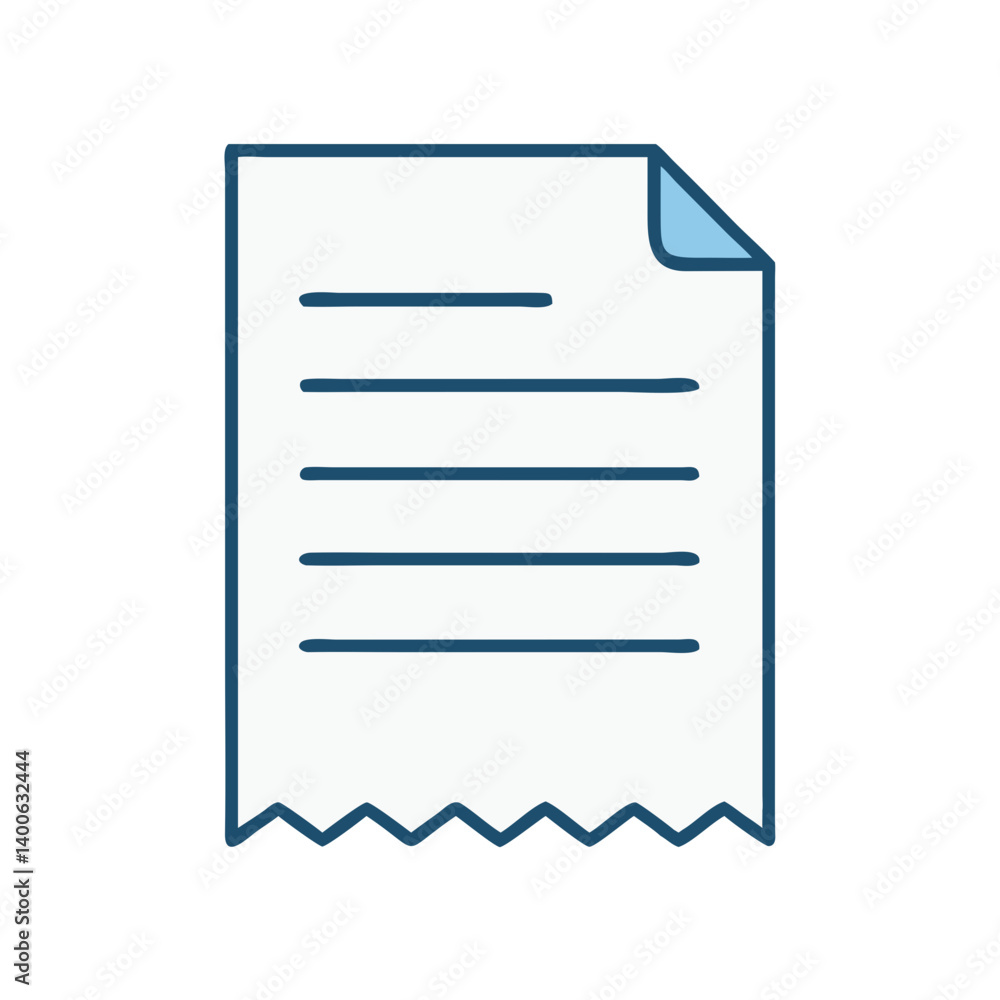 Paper Receipt with Tear-Off Edge Icon Design Paper Receipt with Tear-Off Edge Icon Design