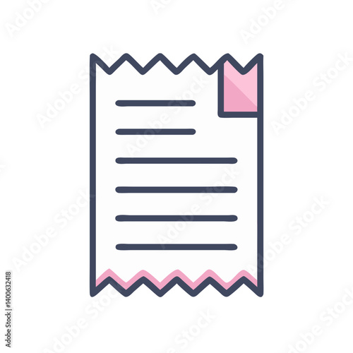 Paper Receipt with Tear-Off Edge Icon Design