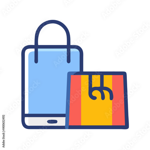 Shopping Bags with Payment Device Icon Design