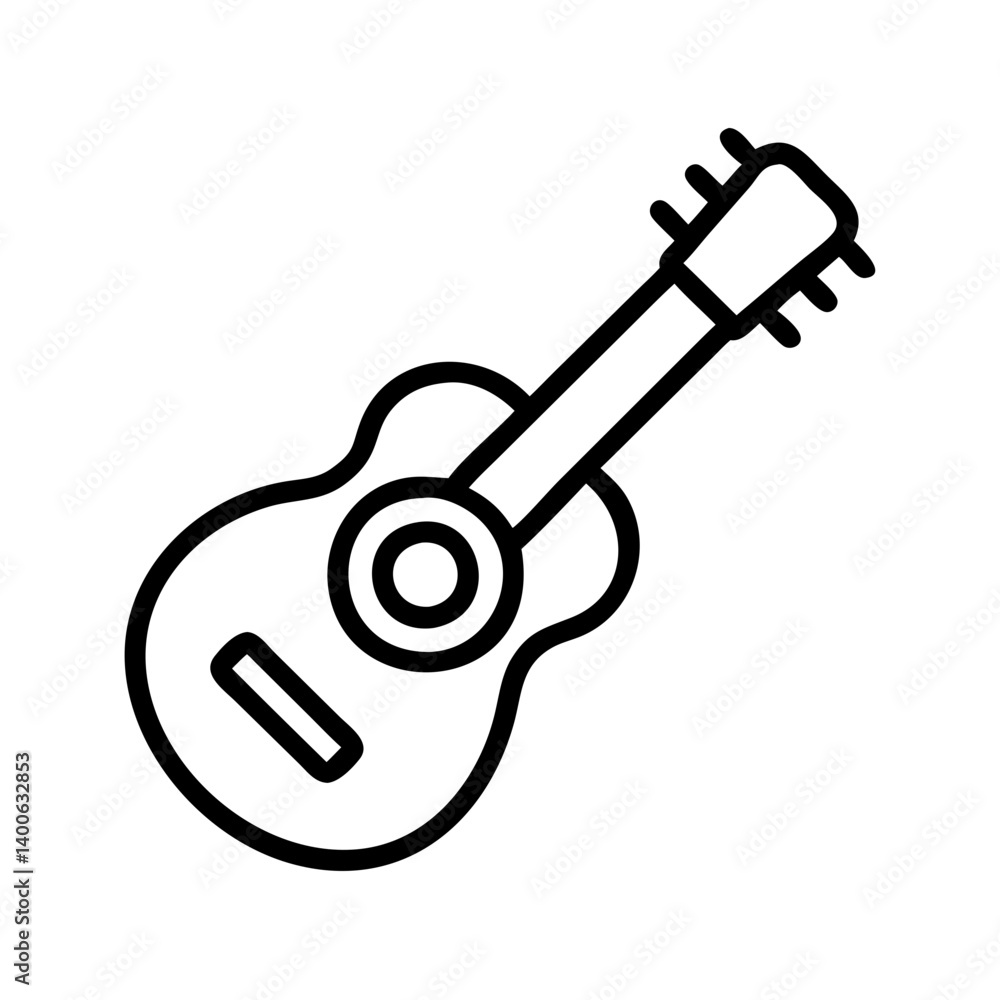 Acoustic guitar line art vector illustration for music instrument icon or logo design concept Acoustic guitar line art vector illustration for music instrument icon or logo design concept