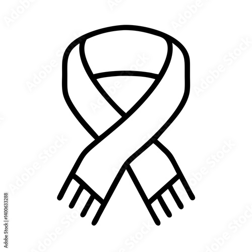 Find winter scarf fashion accessory for cold weather neckwear and stylish apparel outline icon design
