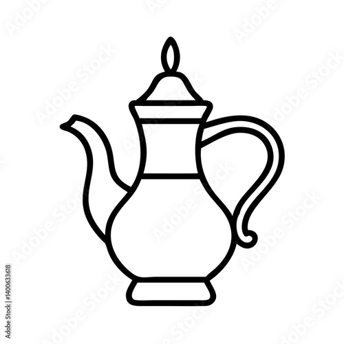 Outline drawing of a vintage teapot vector art for tea lovers and antique collectors design needs