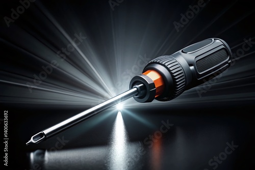 Black and White Line Art Crosshead Screwdriver Night Photography