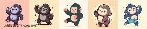 funny vector collection of dancing gorillas