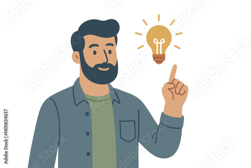 Wallpaper Mural Man with Lightbulb Idea in Flat Style Torontodigital.ca