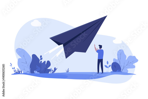 Launching paper plane concept