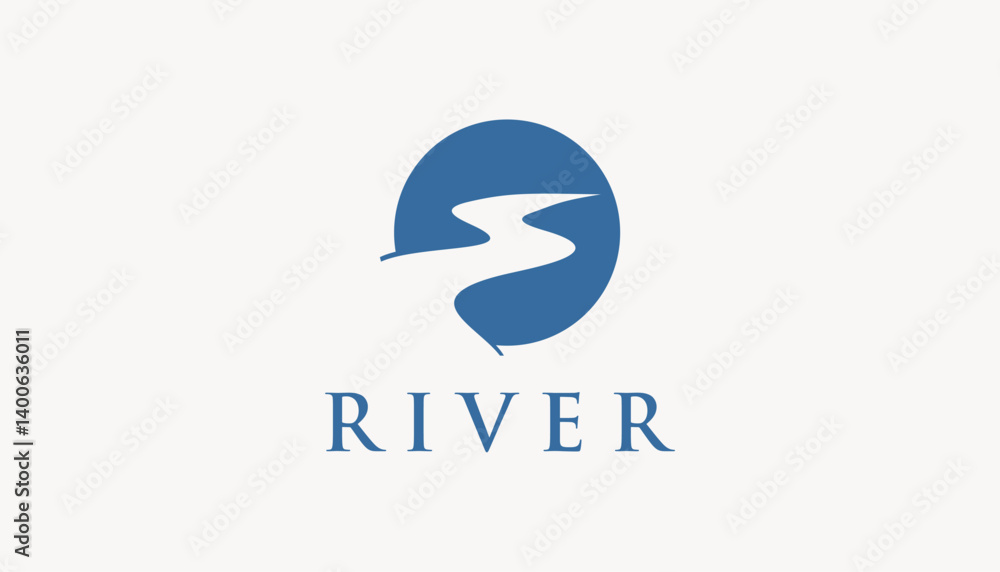 Obraz premium river creek winding road logo vector icon design illustration