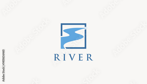 river creek winding road logo vector icon design illustration