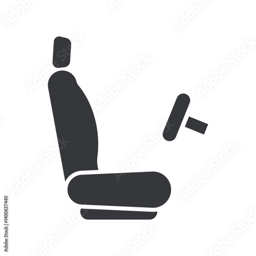 isolated pictogram car seat and steering wheel, symbolizing the designated seating area for the vehicle driver