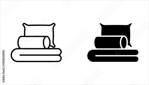 Bed linen set with duvet and pillows vector illustration on white background.