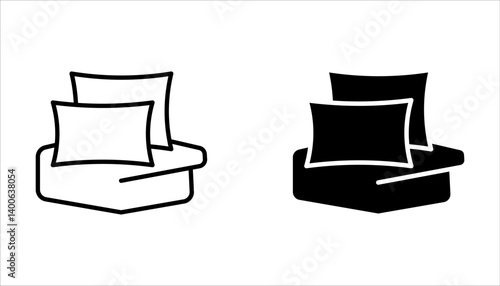 Bed linen set with duvet and pillows vector illustration on white background.