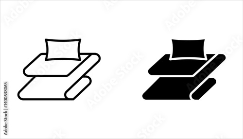 Bed linen set with duvet and pillows vector illustration on white background.