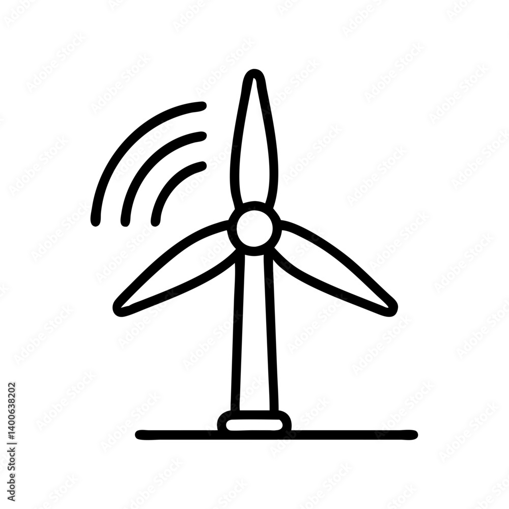 Outline wind turbine icon vector illustration clean energy renewable power generation symbol design Outline wind turbine icon vector illustration clean energy renewable power generation symbol design