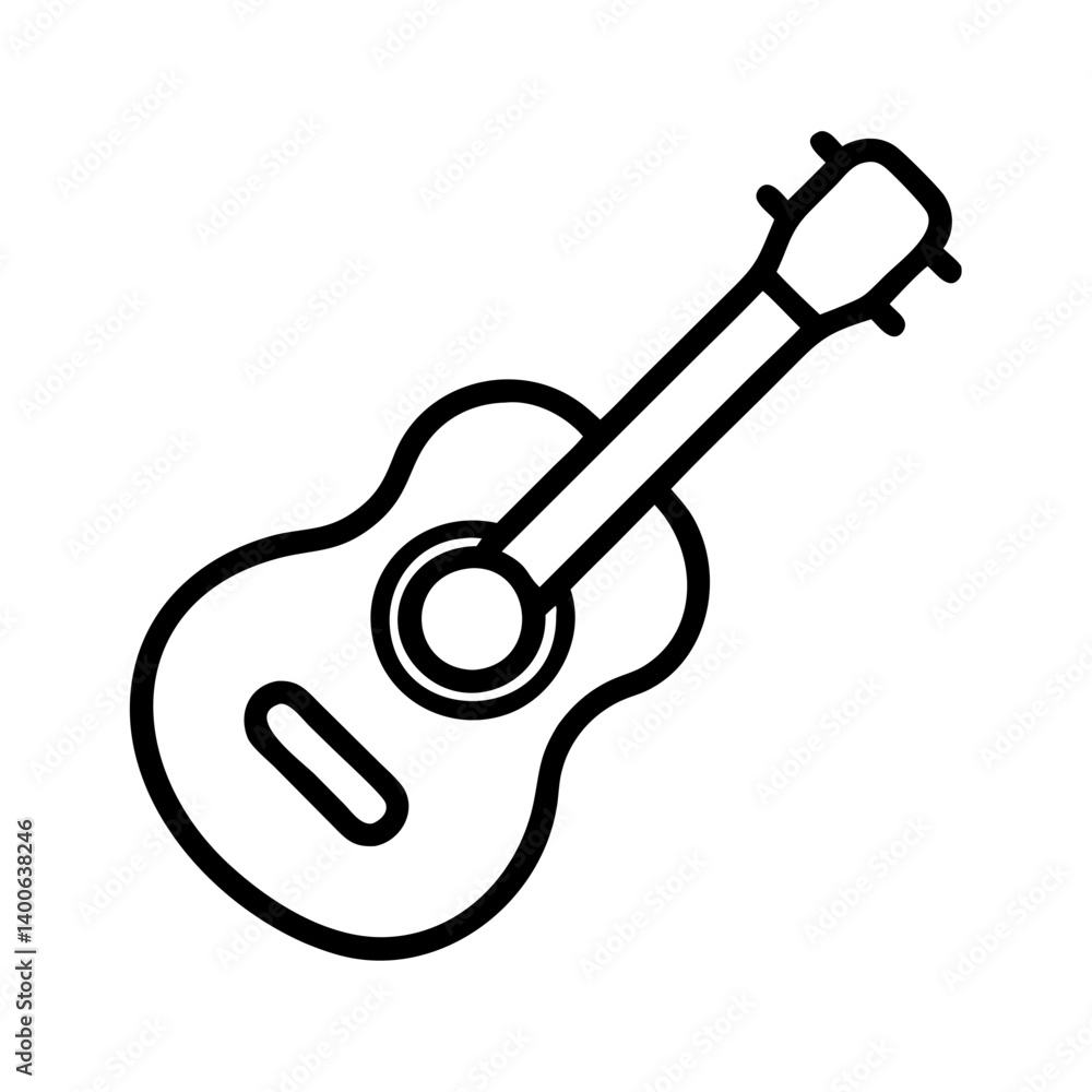 Acoustic guitar vector icon drawing for music instrument lessons and musical performance art design Acoustic guitar vector icon drawing for music instrument lessons and musical performance art design