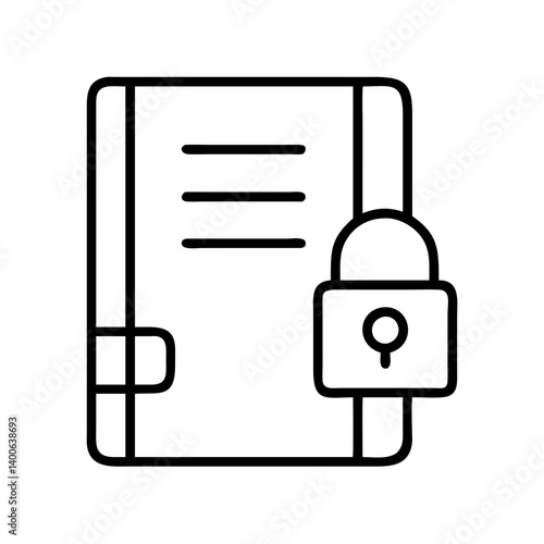 Secure document locked file confidential data protection privacy safety access control notebook icon