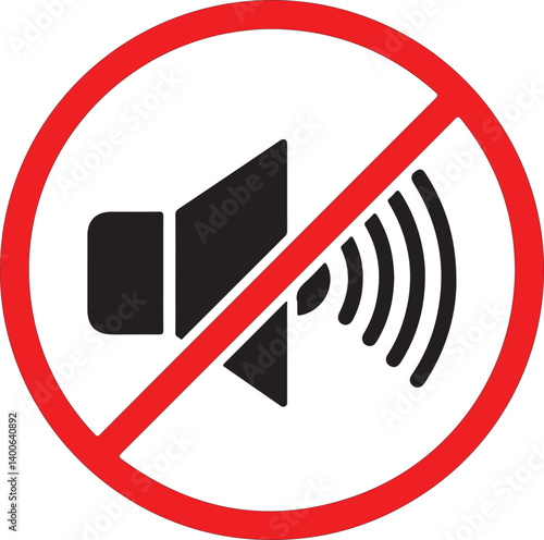 Black and white no sound icon indicates silence or mute mode in a round frame Ideal for websites apps and presentations.