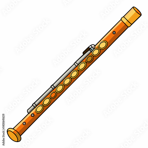 wooden flute isolated on white background
