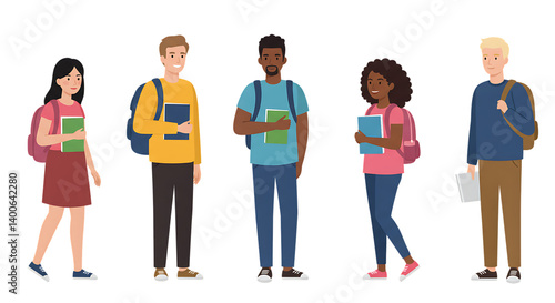 Groups of young people. university student.