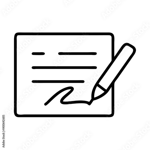 Signature contract agreement document signing pen legal form business deal line art vector icon