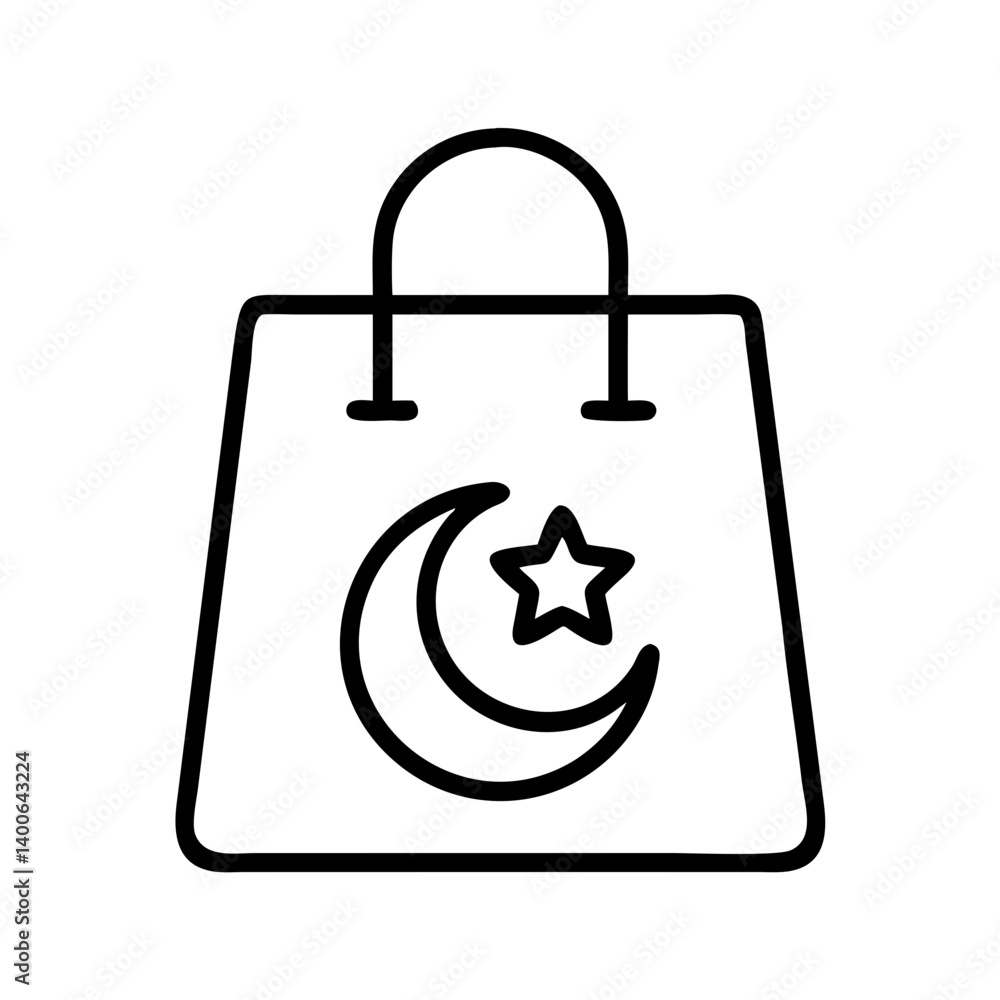 Ramadan kareem shopping bag vector icon illustration for islamic celebration and holiday sale Ramadan kareem shopping bag vector icon illustration for islamic celebration and holiday sale
