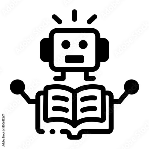 A linear style icon of an educational robot 
