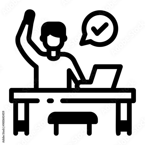  A student raising hand icon in linear style 