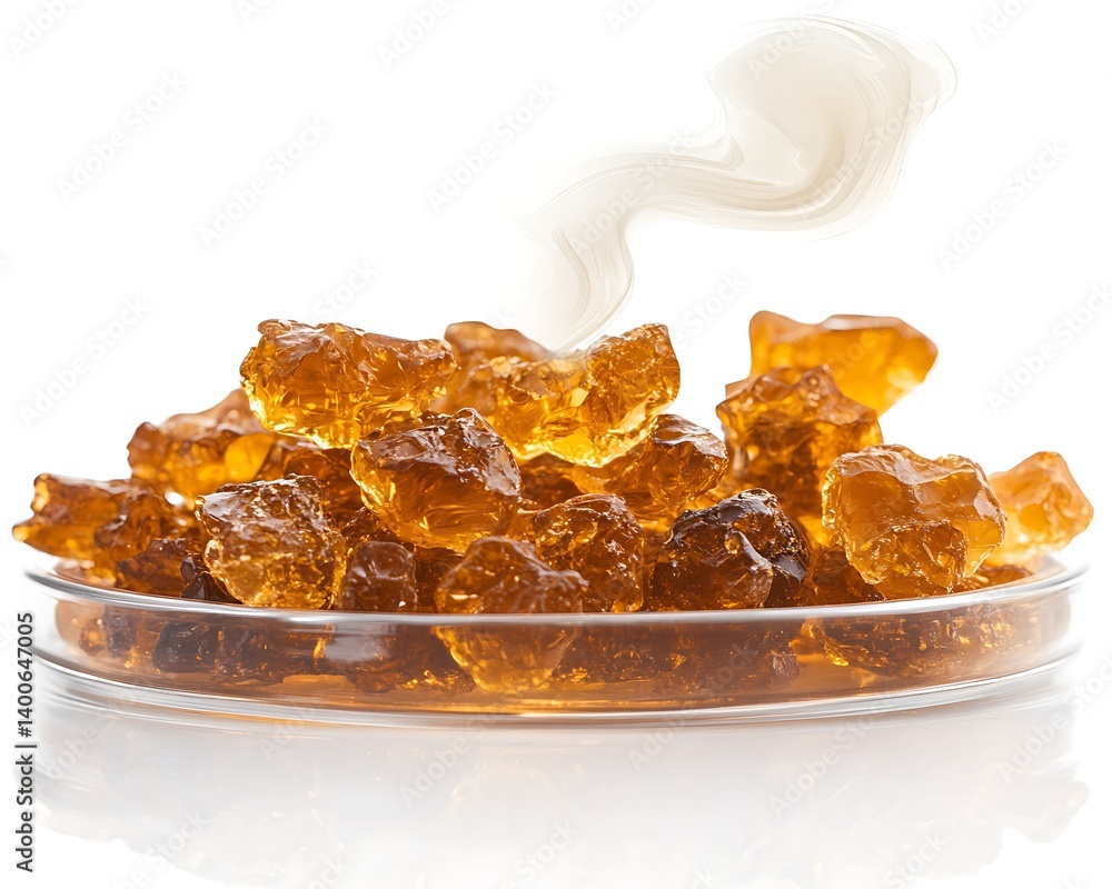 Amber Crystals on Petri Dish