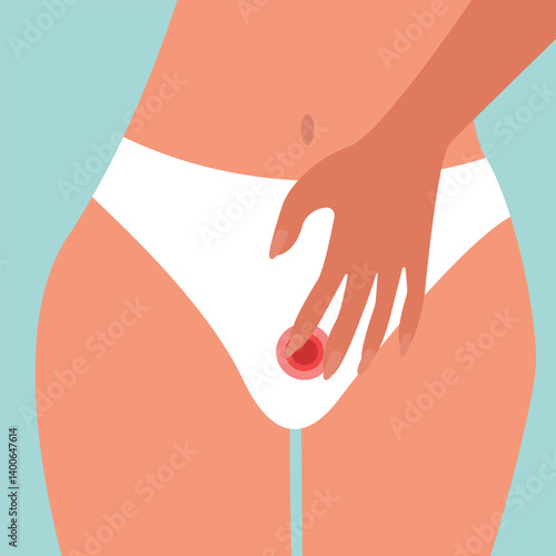 Vaginal Infection woman with genital itching  illustration and vector