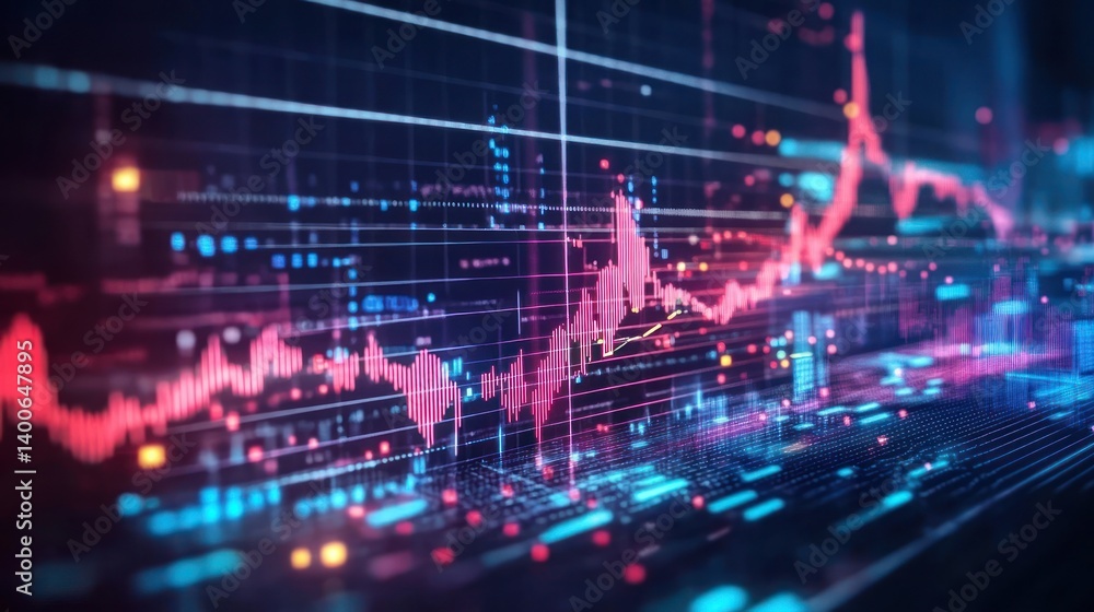 Abstract Visualization of Stock Market Data: Pink and Blue Digital Trends Abstract Visualization of Stock Market Data: Pink and Blue Digital Trends