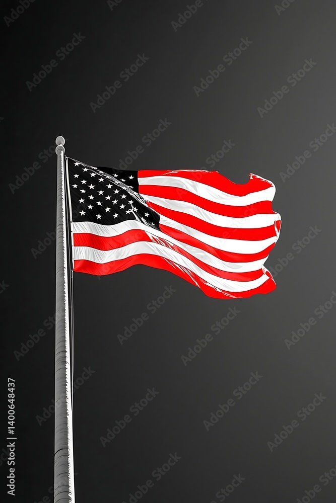 American Flag in Dark Sky
