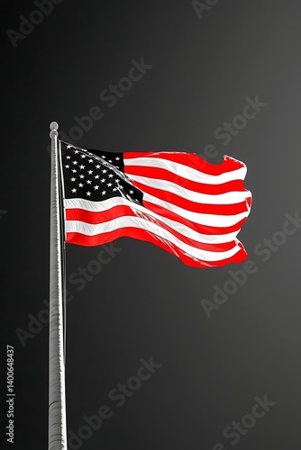 American Flag in Dark Sky