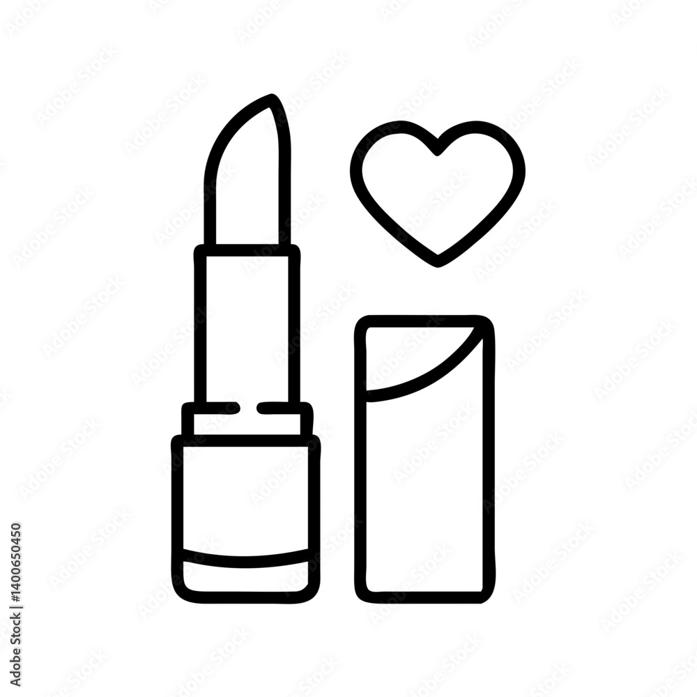 Lipstick makeup beauty product with heart vector icon for cosmetic and fashion industry design needs Lipstick makeup beauty product with heart vector icon for cosmetic and fashion industry design needs