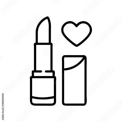 Lipstick makeup beauty product with heart vector icon for cosmetic and fashion industry design needs