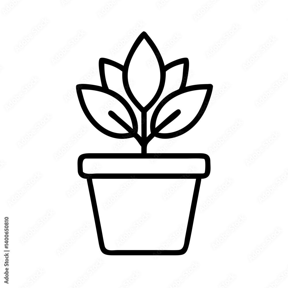 Plant in pot vector icon illustration for gardening and nature related design needs and projects Plant in pot vector icon illustration for gardening and nature related design needs and projects