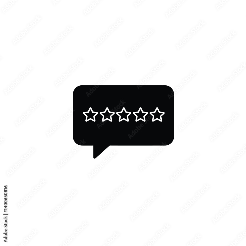 Fototapeta premium Five Star Rating In Speech Bubble Customer Feedback And Review Concept