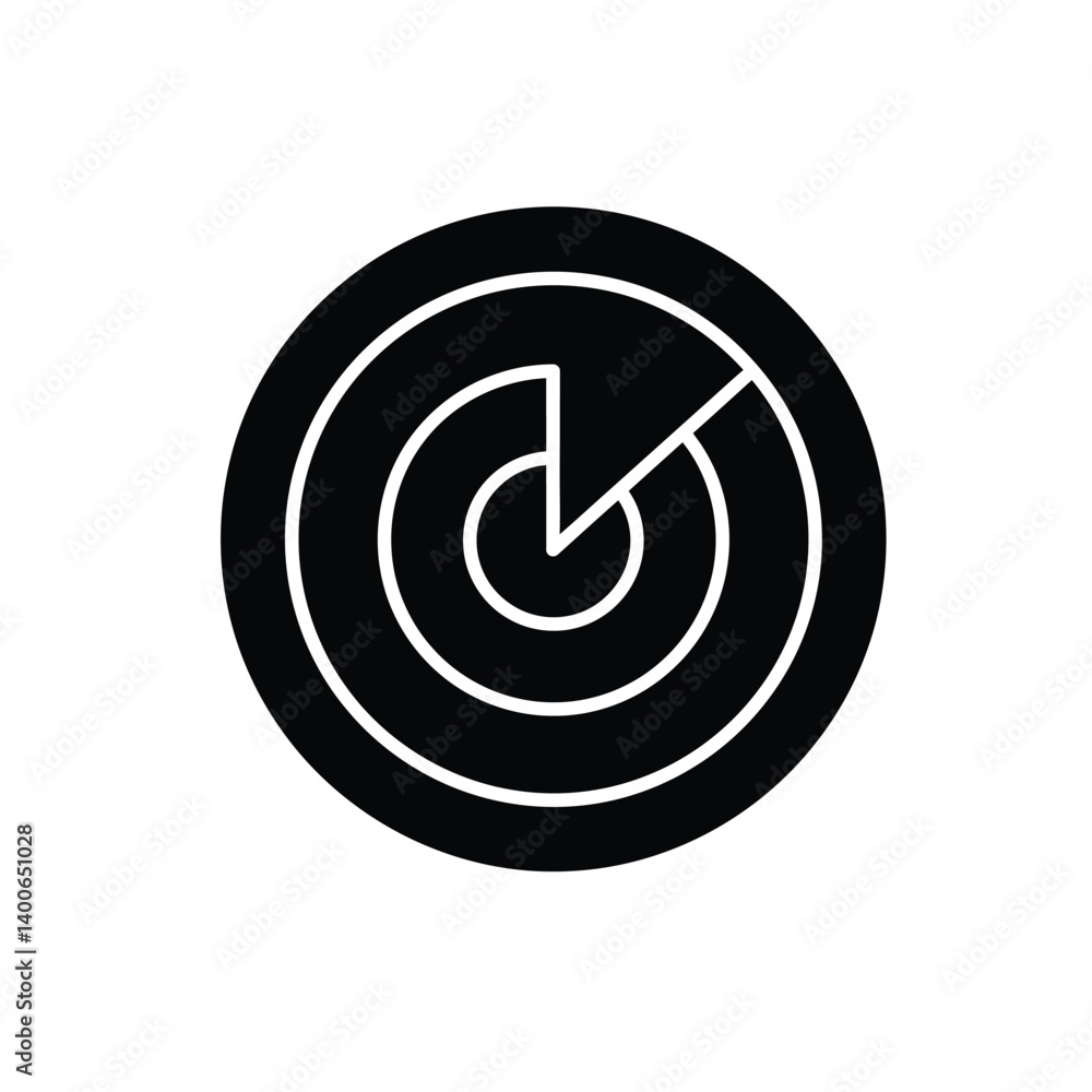 Modern Black Silhouette Radar Scan Icon Showing Signal Detection Technology Modern Black Silhouette Radar Scan Icon Showing Signal Detection Technology