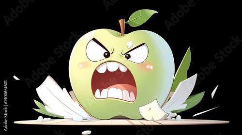 Obraz na płótnie Angry Apple Slices Fruit w salonie