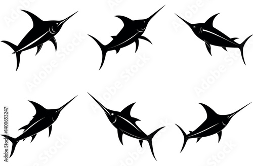Swordfish Silhouette Vector | Ocean Game Fish Cut File for Fishing Shirt Designs, Angler Cricut Projects, Marine Life Clipart for Sublimation, Decals & Print Crafts
