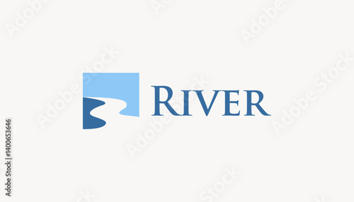 river creek winding road logo vector icon design illustration
