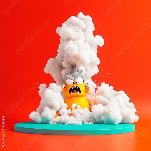Obraz na płótnie Angry Cartoon Cat in Smoke. w salonie
