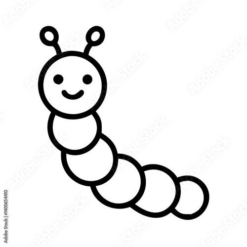Cute caterpillar vector illustration for kids coloring book insect design outline drawing bug icon