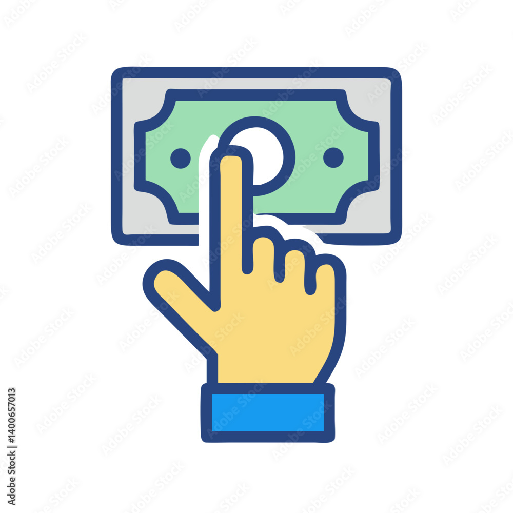 Hand Tapping Cash Payment Option Icon Design Hand Tapping Cash Payment Option Icon Design